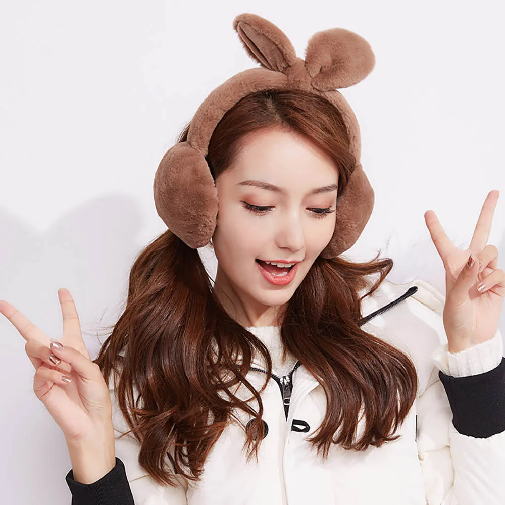 WELOVCHO милые кролики лук зимние наушники для женщин уха cache Oreilles Теплые Зимние