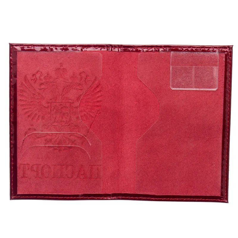 Чехол для паспорта из натуральной кожи с двойной головкой красного цвета