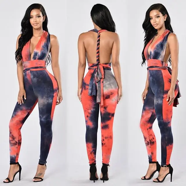 Sexy глубокий v шеи спинки женщины бинты комбинезон 2016 топ мода slim bodycon длинный