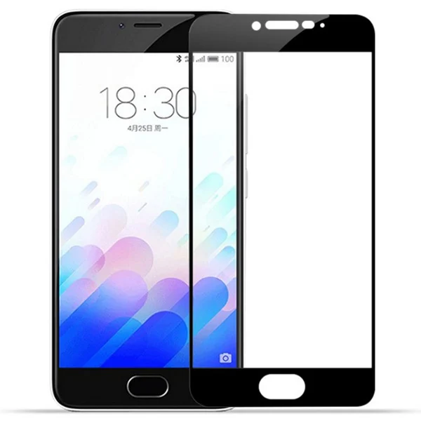 Полное покрытие из закаленного стекла для Meizu M5C M3 M5 M6 Note M3S Mini M3E M5S M3X MX6 Pro 6 7 Plus Металл U20 U10 Защитная пленка для экрана - Цвет: Black