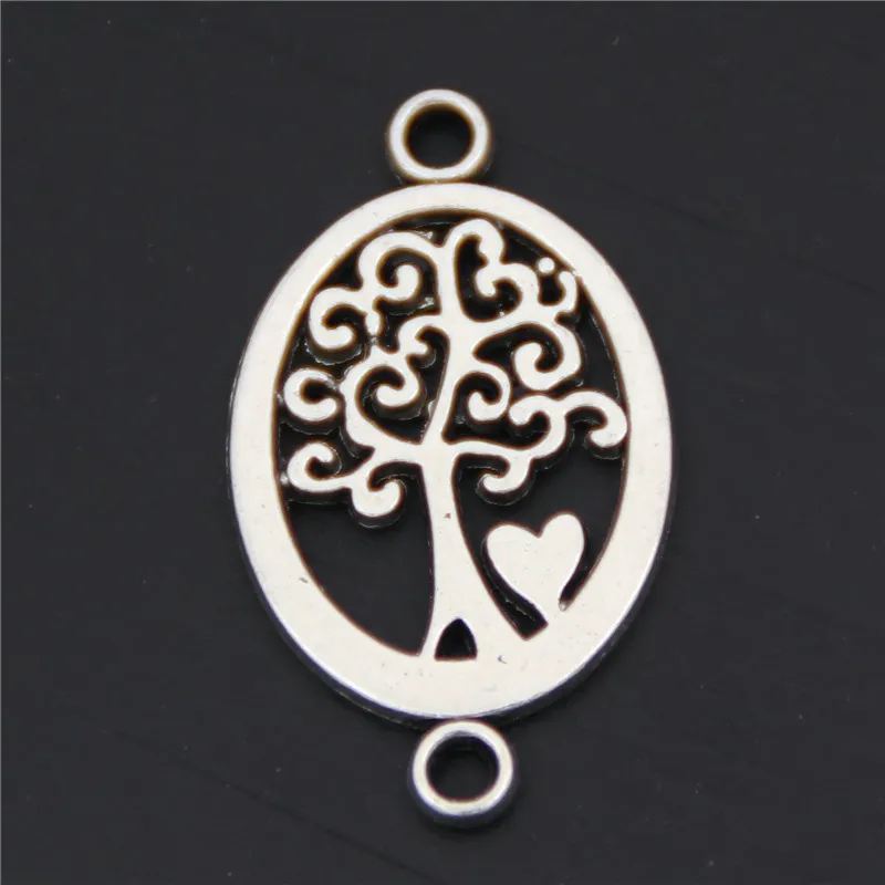 15pcs Silver Color Tree With Heart Connector Charms Round Shaped Jewelry Finding Necklace Pendant A2586 | Украшения и аксессуары