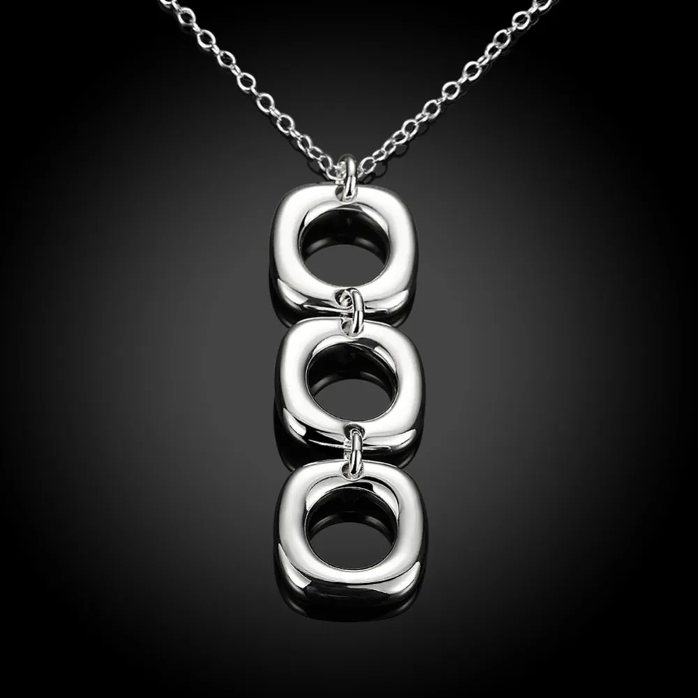 Hot Selling 925 Silver Simple Fashion Square Round Pendant Necklaces for Women Fine Jewelry Wholesale | Украшения и аксессуары