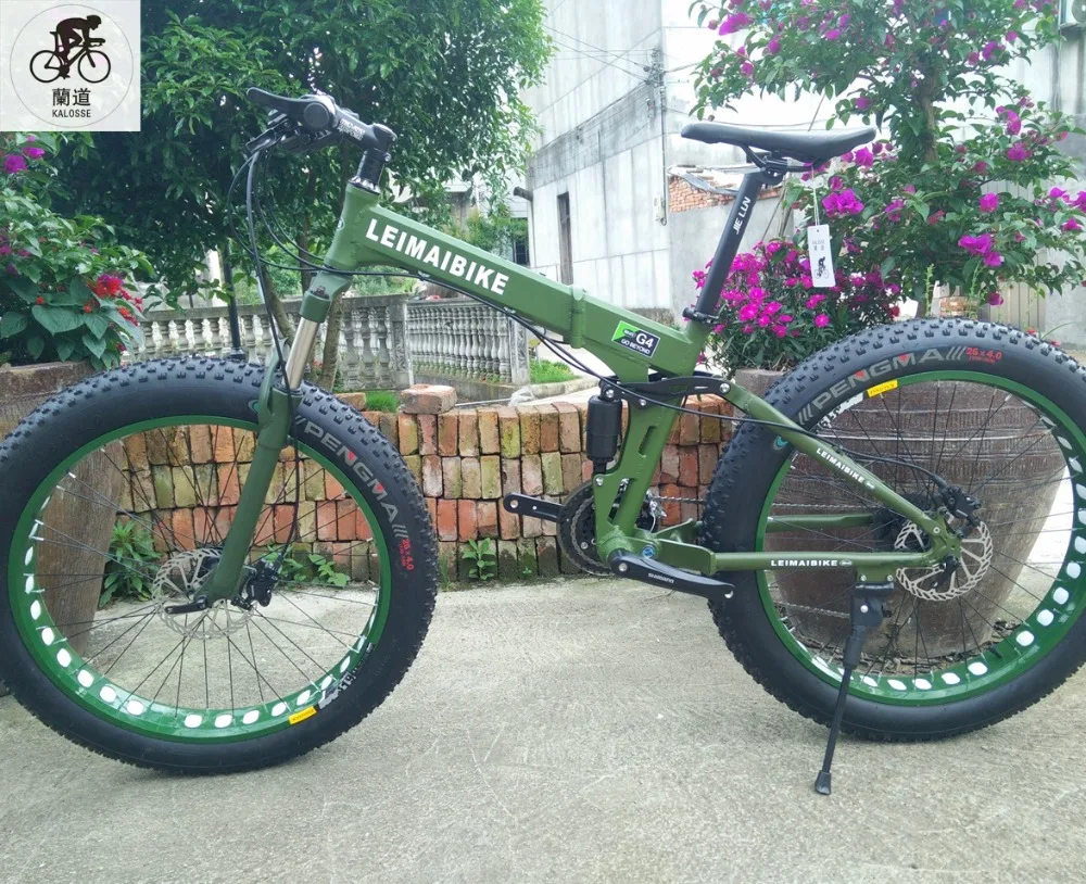 Алюминиевый велосипед KALOSSE для пляжа/снега с полной подвеской 26*4 0 дюймов 21/24/27/30