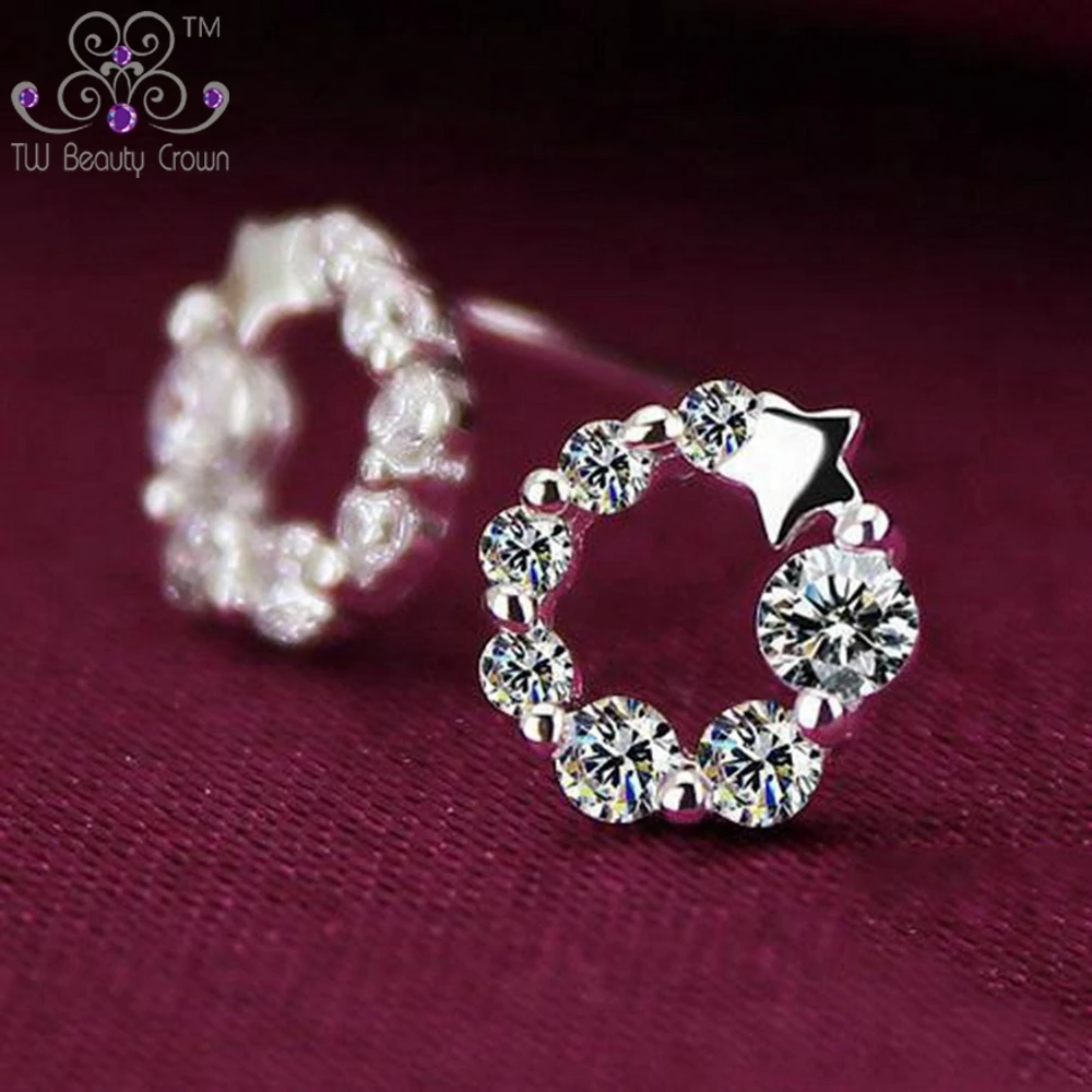 Женские серьги гвоздики из серебра 925 пробы с фианитом|fashion stud earrings|stud earringsstar earrings