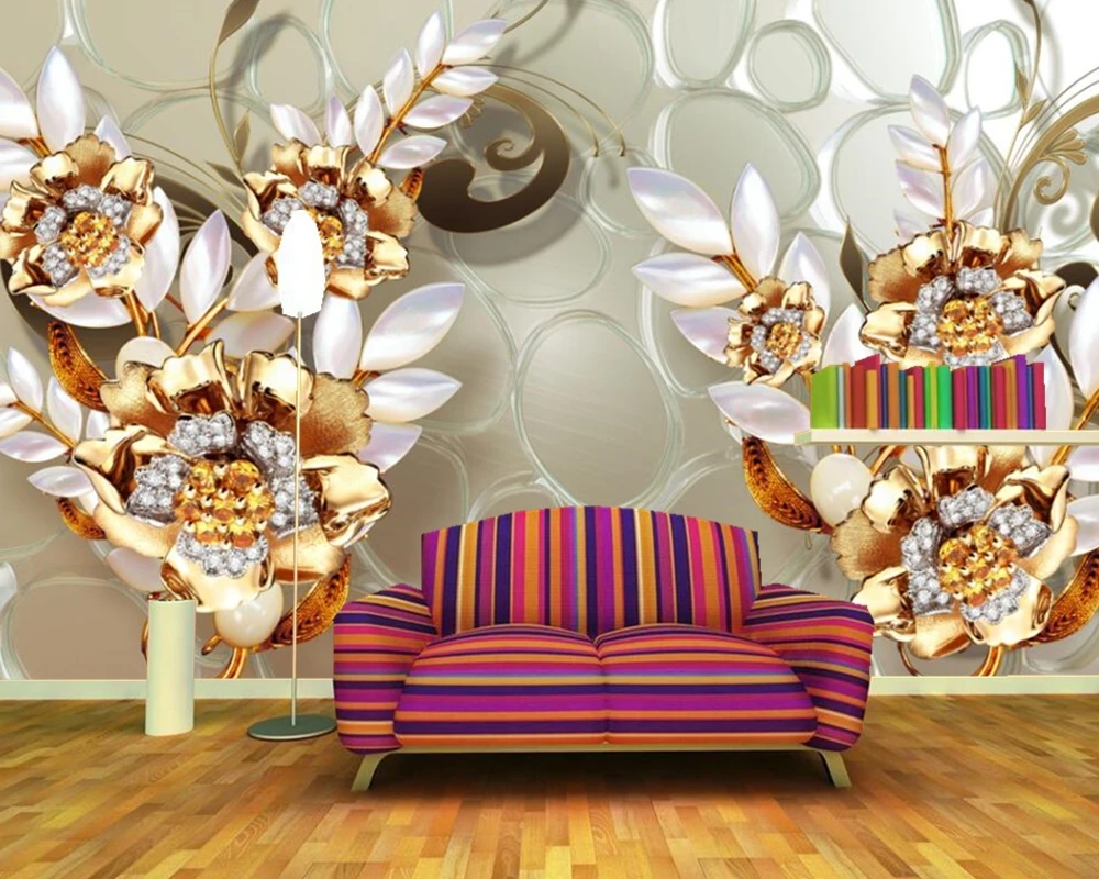 

3d jewel flower luxury wallpaper mural papel de pared, living room sofa TV wall bedroom kitchen wall papers home decor cafe bar