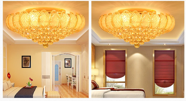 Современные светодиодные потолочные светильники с золотым кристаллом