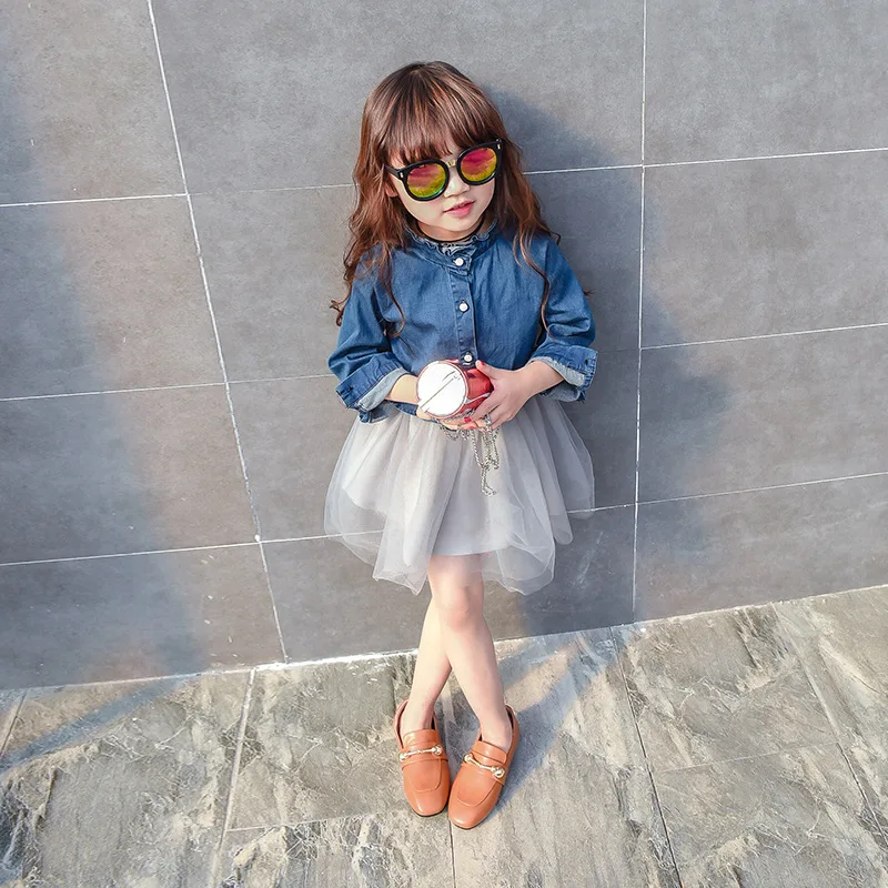 Девушка Джинсовые Dress2017Spring и AutumnKids Девушки Одежду для Первого Дня Рождения