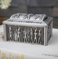 new egypt jewelry box vintage home decor gift storage box necklace bracelet ring box metal art craft casket home decorative z186