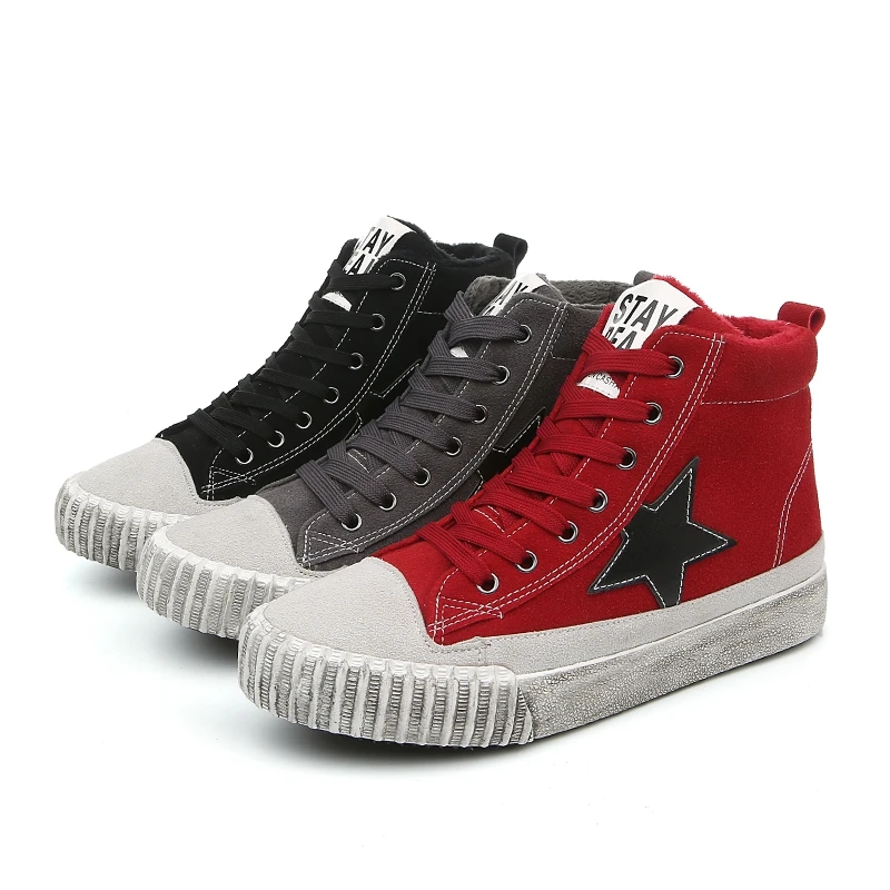 M.GENERAL Pigskin Women Winter Shoes High Top Plush Fashion Casual for Walking Zapatos Mujer Scarpe Donna #MJ-0162 | Обувь