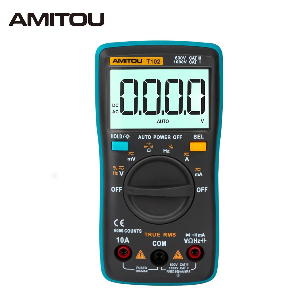 AMITOU T102 цифровые вольтметр автомобильный мультиметры тестер конденсаторов