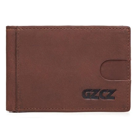 GZCZ Hot! Genuine Crazy Horse Cowhide Leather Money Clips High Quality Rfid Wallets Fashion Mini Purses Vintage Men Wallet Walet - Цвет: Коричневый