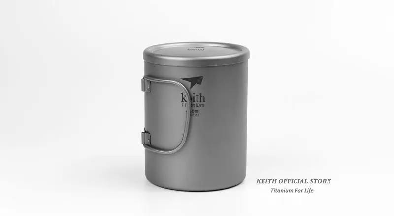 Кейт чистый Титан двойными стенками воды Кружки Титан крышка с складные ручки Питейная посуда Открытый Отдых Кубок Сверхлегкий кружка титановая кружка посуда для похода туризм и походы кемпинг