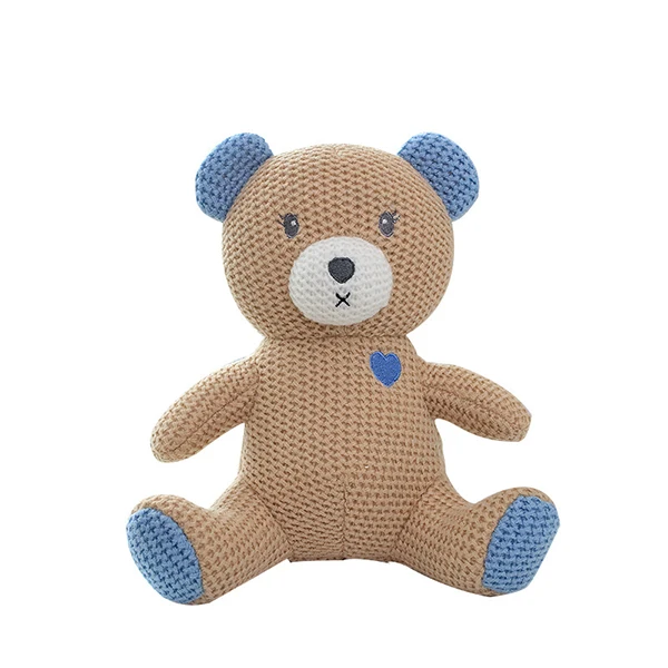 Brown bear Прямая поставка детская погремушка Единорог Мягкие вязаные мягкие животные кукла игрушка Дети спящий мат ребенок душ погремушка подарок - Цвет: Brown bear