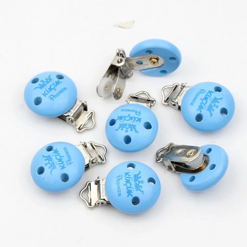 Деревянная детская соска забавная держатель синяя Корона узор деревянная зажимы