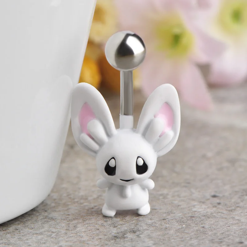 Rabbit Funmor Кролик Форма пупка Кольца для женщин Лето Kawaii животных пирсинг ювелирные изделия бикини Tragus Nombril Ombligo - Окраска металла: Rabbit