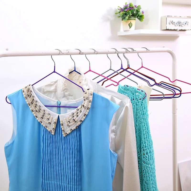 10 pcs/lot 41cm Fashionable Quality PVC Coated Clothes Hangers Anti-skid Plastic Coat Hanger Dry-wet Clothing Hanging | Дом и сад