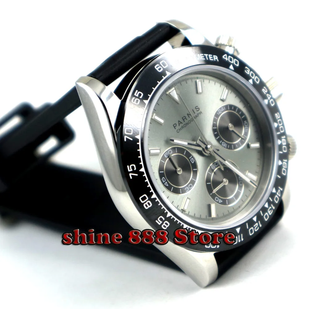 Мужские кварцевые часы с хронографом и сапфировым стеклом 39 мм|Кварцевые мужские