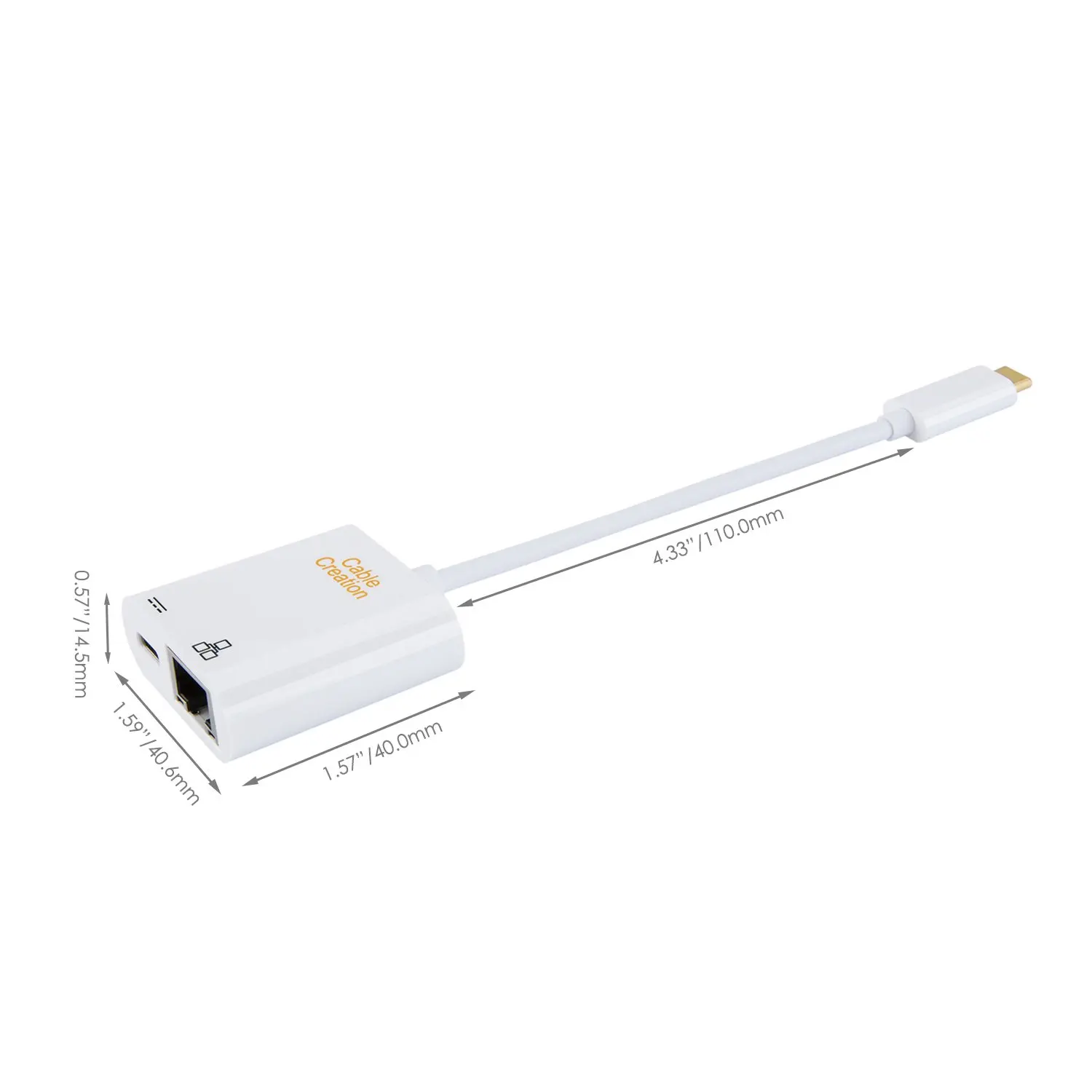 

USB C to Ethernet Type C (Thunderbolt 3 Compatible) to RJ45 Gigabit 10/100/1000 LAN Network+USB-C Female Charging Adapter Dell