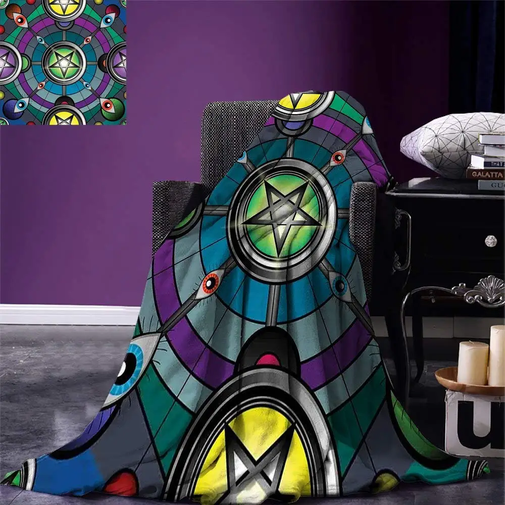Occult Blanket Digital Alchemical Extra Sensory Esoteric Pure Evil Eyes Mystic Graphic Artwork Warm Blankets for Beds | Дом и сад