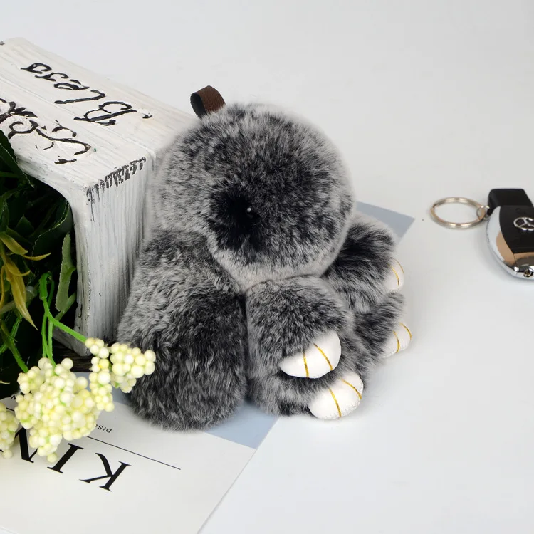 New Mini Plush Real rabbit Fur keychain Soft Toys Cute Fashion Kids Dolls pompom fluffy Charm Baby For Girls Women gift | Игрушки и