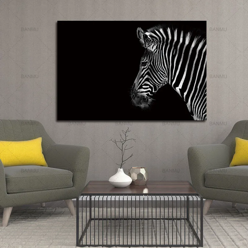 Настенная живопись картины печать на холсте животное для украшения дома черно