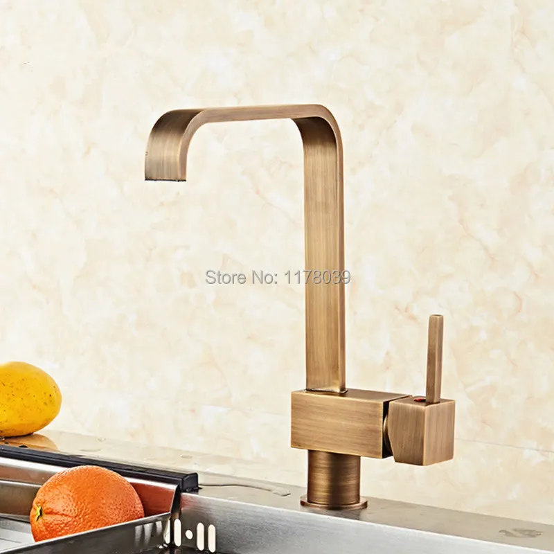 Смеситель для кухни из латуни под старину вращающийся смеситель с одной ручкой в