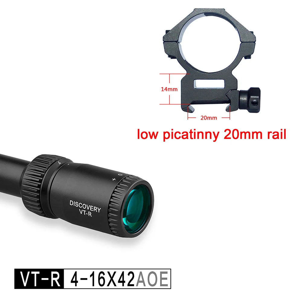 Дискавери оптика VT-R 4-16X42 AOE Tacticle Riflescope Mil точка сетка с подсветкой Охота Socpe - Цвет: low picatinny 20mm r
