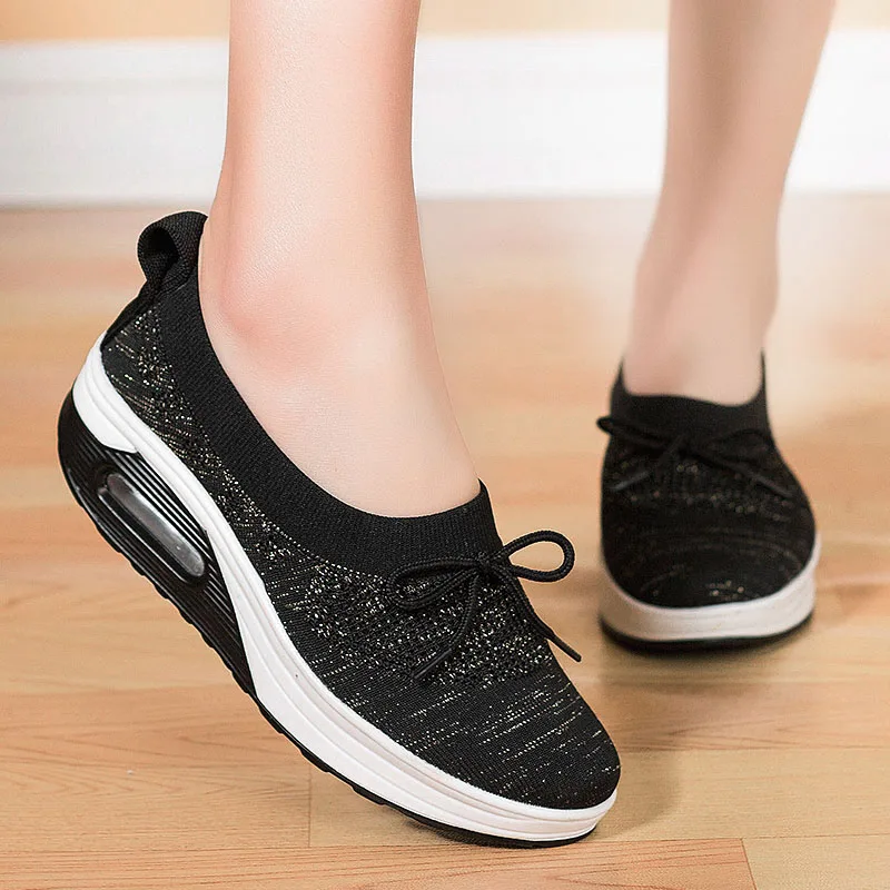 

WDZKN Fashion Spring Summer Shoes Woman Sneakers Breathable Mesh Flat Platform Shoes Women Swing Platform Walking Shoes H1976