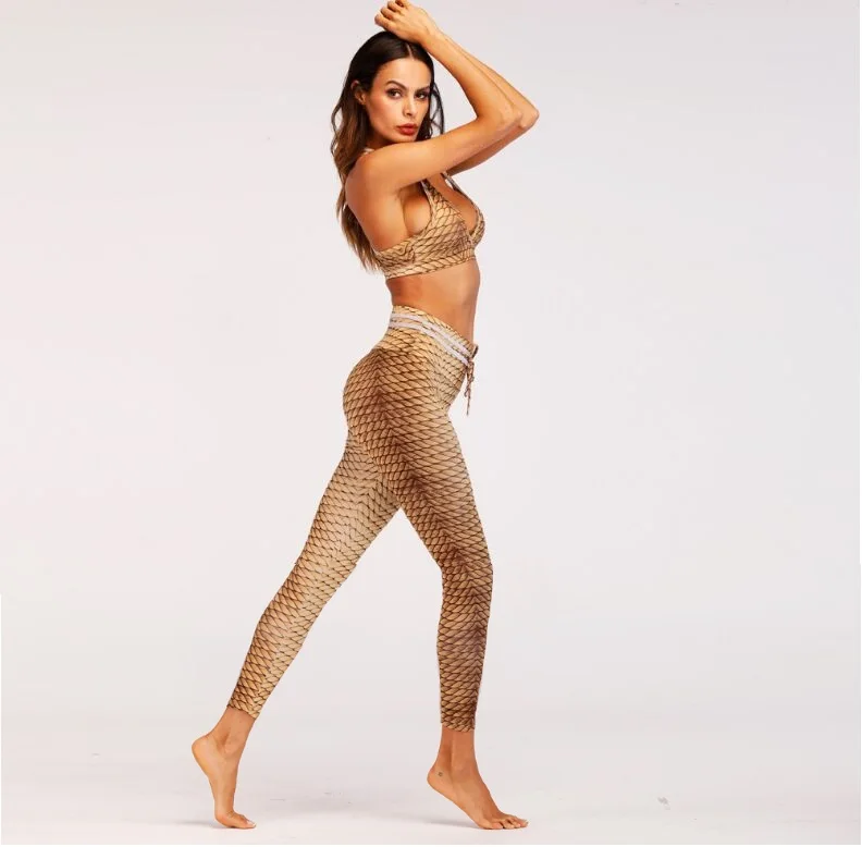 Sexy Yoga Set Printed Sports Suit For Women Bra With Legging | Спорт и развлечения