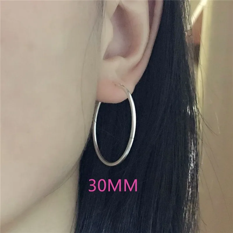 Реально! Круглые серьги-кольца из серебра 925 пробы диаметром 3 см/30 мм | Украшения и