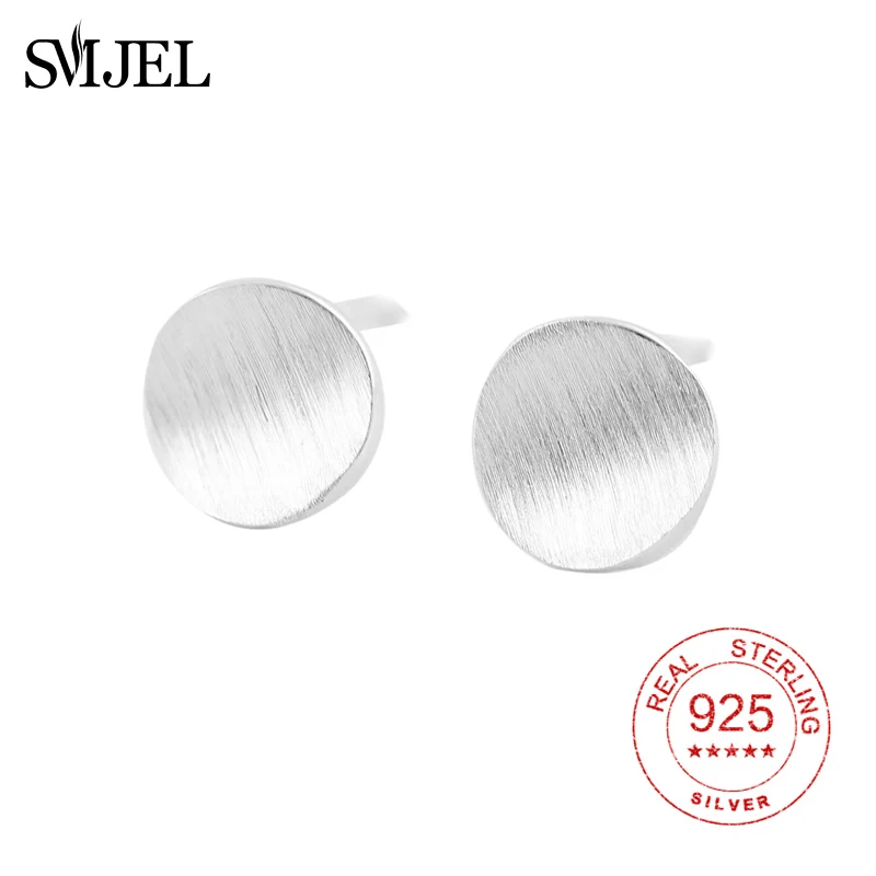 SMJEL 925 пробы серебряные минималистичные круглые серьги женские свадебные геометрические повседневные Простые антиаллергенные подарочный набор украшений для ушей