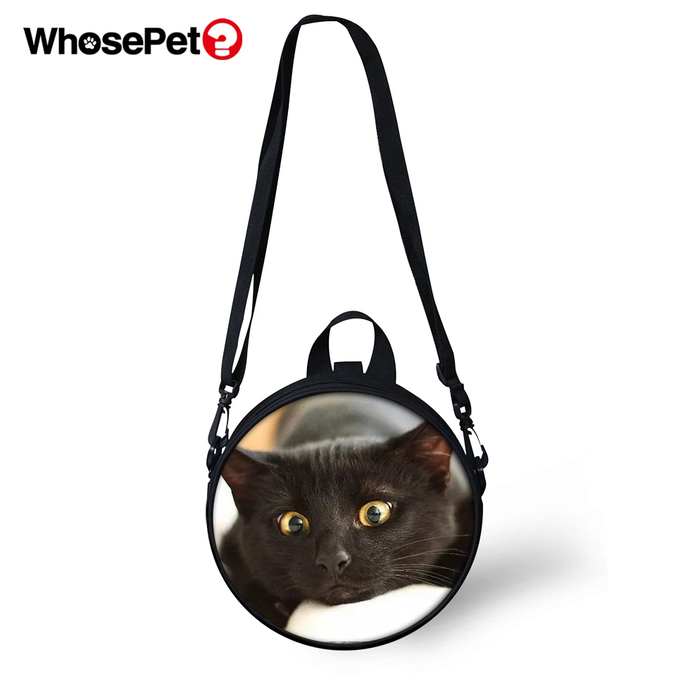 WHOSEPET черный Детские кошки печати Креста тела сумки на плечо круглый Форма