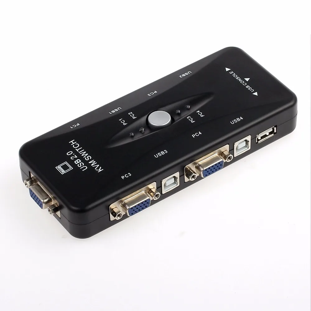 Постер 2 0 KVM переключатель USB VGA сплиттер коробка концентратор адаптер 4 порта