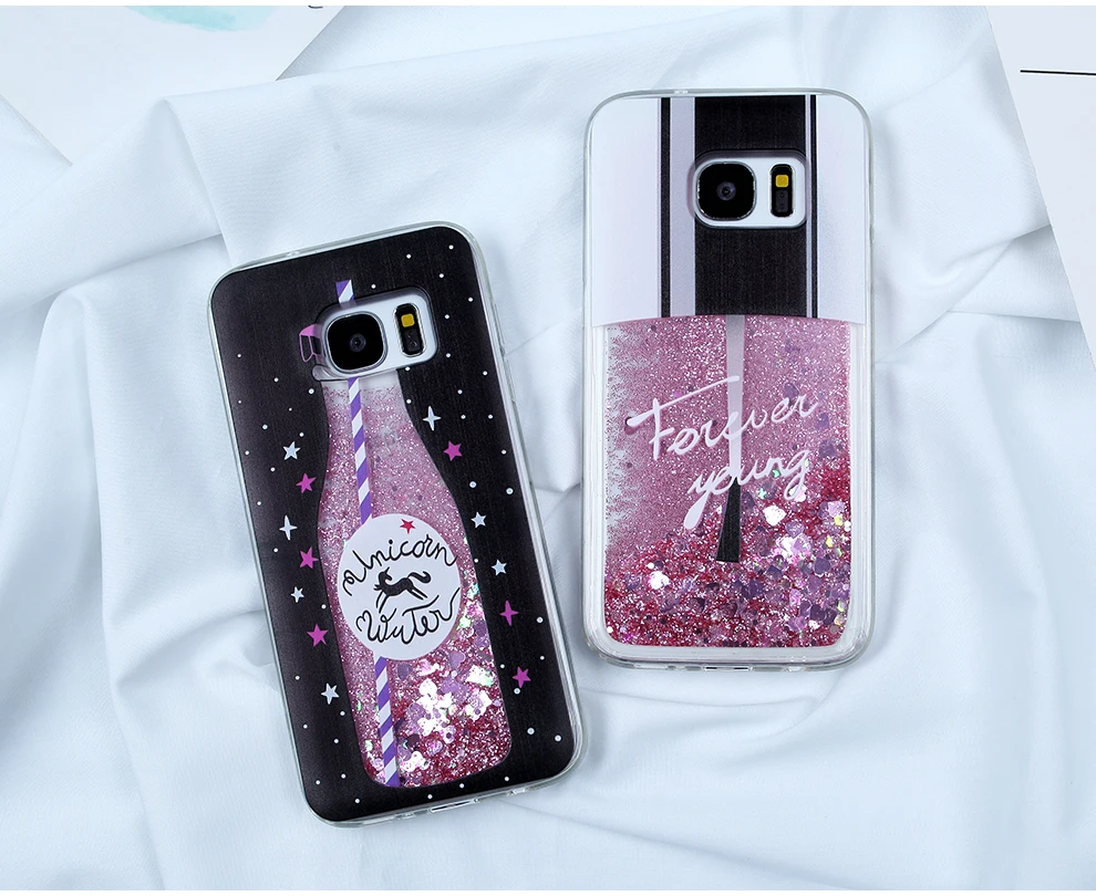 Для Samsung S7 Edge чехол S8 S9 S10 плюс A5 A8 плюс A5 J5 J7 J3 A3 A5 A7 Жидкий блеск динамический телефонные чехлы
