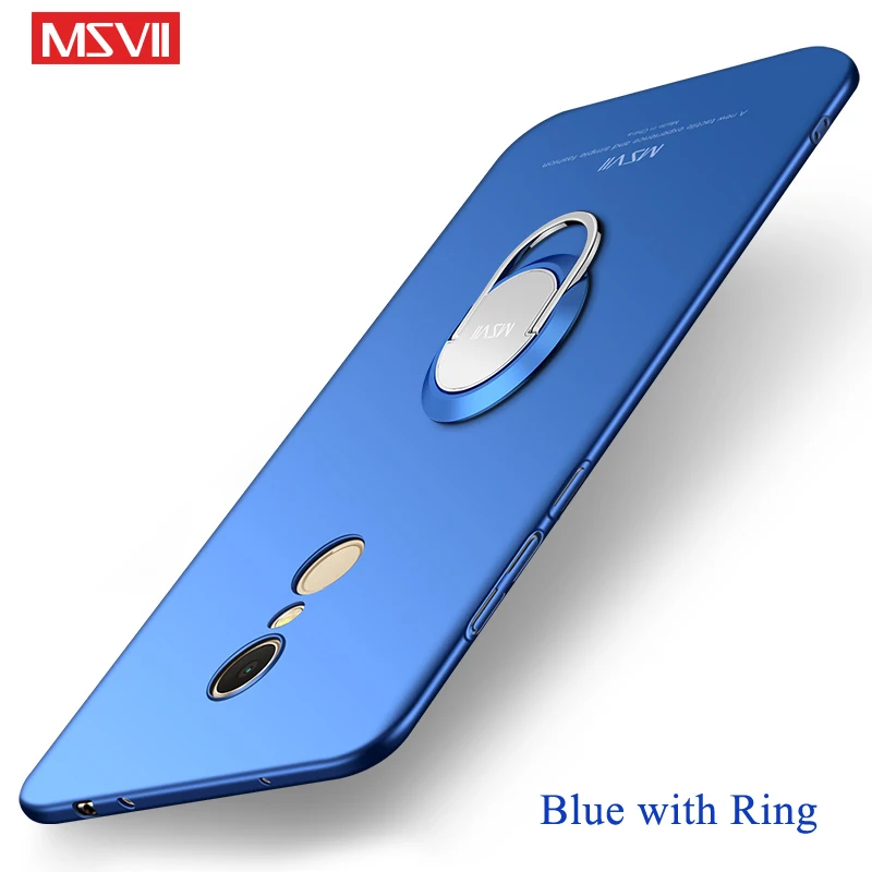 Blue with Ring Для Xiaomi Redmi 5 Plus чехол MSVII Тонкий матовый чехол для Xiaomi Redmi 5 Plus чехол Haed держатель Крышка Xiomi Xiami Redmi5 Plus чехол - Цвет: Blue with Ring