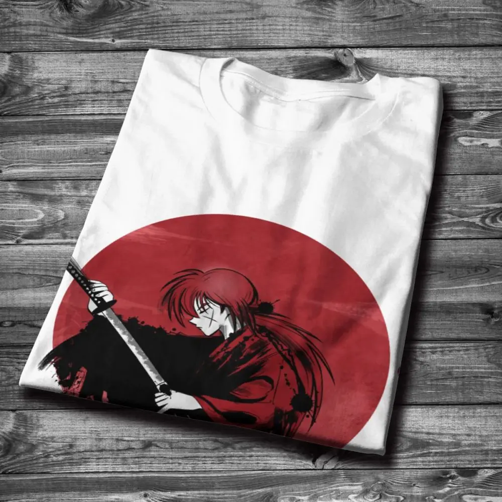 Здоровая хлопковая Футболка с круглым воротником Rurouni Kenshin повседневная мужская