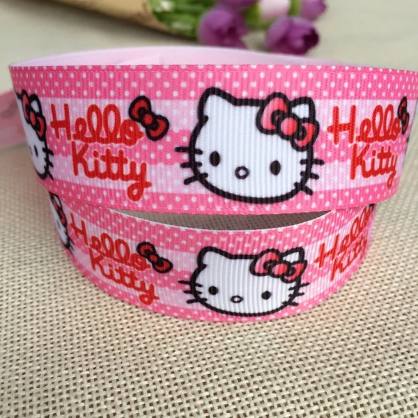 " 25 мм каваи 5 ярдов ярко-розовый фон рисунок hello kitty печатная корсажная лента DIY hairb
