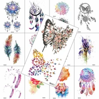 watercolor fake temporary tattoos dreamcatcher sticker flower butterfly waterproof tattoo for women kids arm tatoos body art