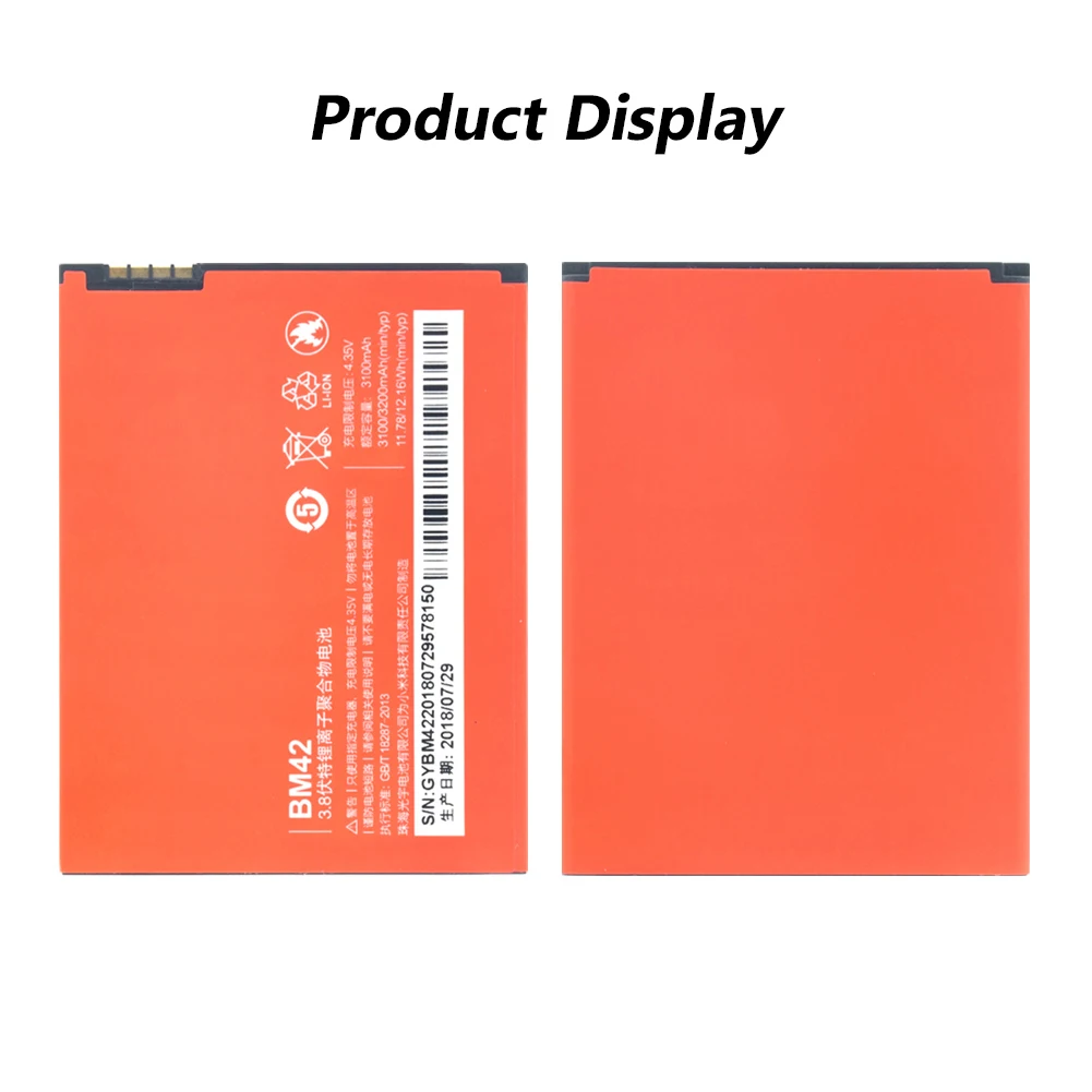 BM42 батарея для мобильного телефона Xiaomi Redmi note Hongmi Note Red Rice NOTE 3 8 V 3200mAh сменные