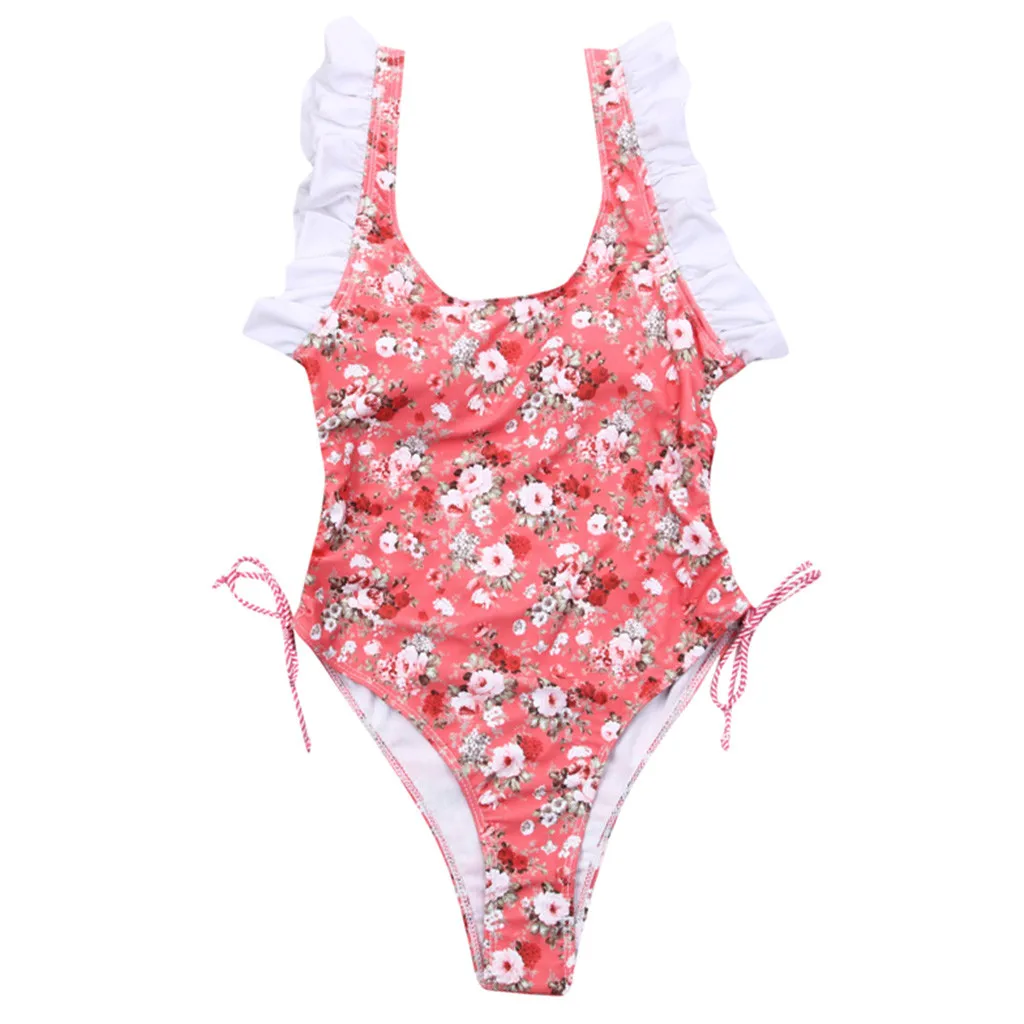 Женское сексуальное бикини с оборками u образный вырез бретельки через шею