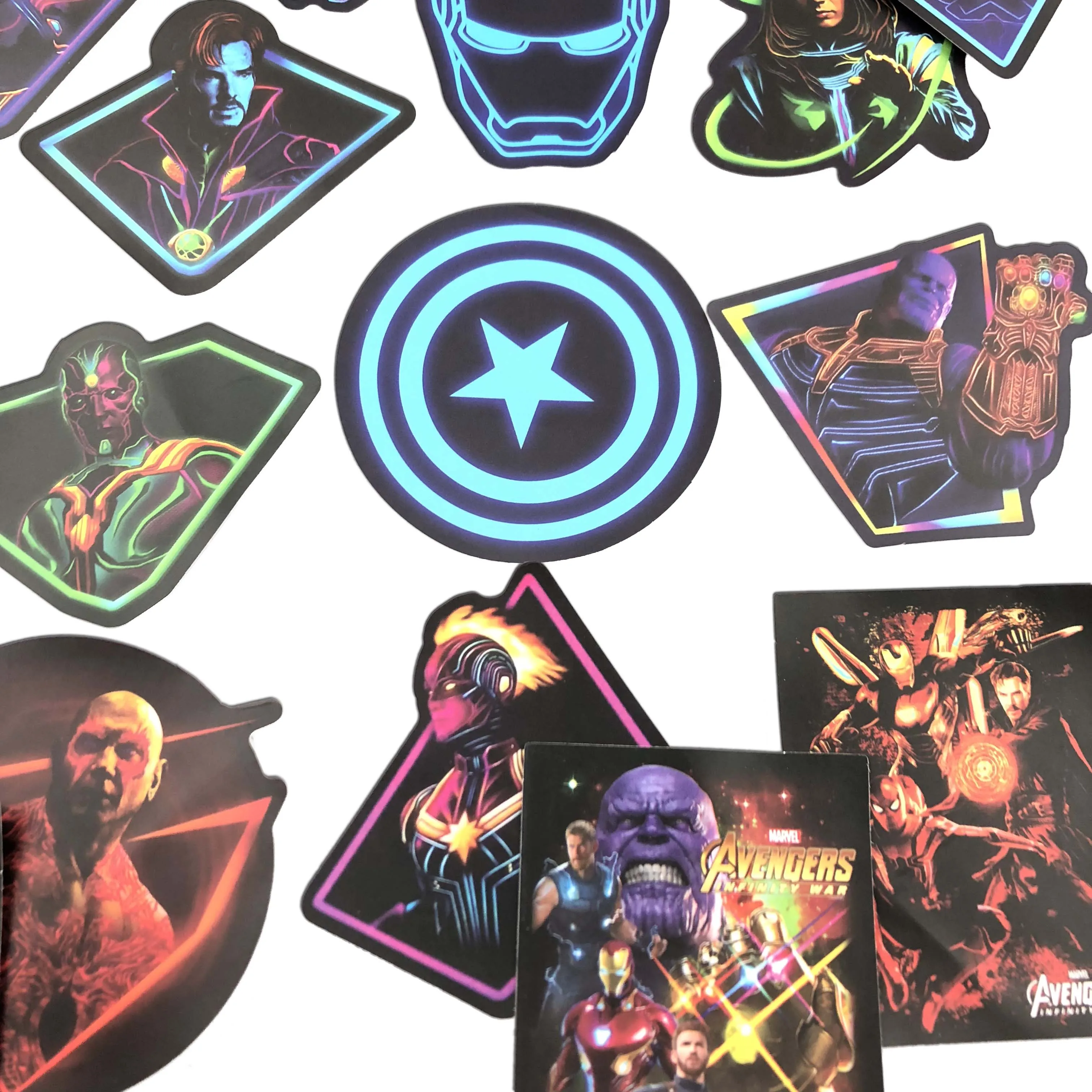 49 шт. Marvel наклейки "Мстители" наборы мультфильм аниме стикер для ноутбука холодильник телефон гитара супер наклейки герои пакет