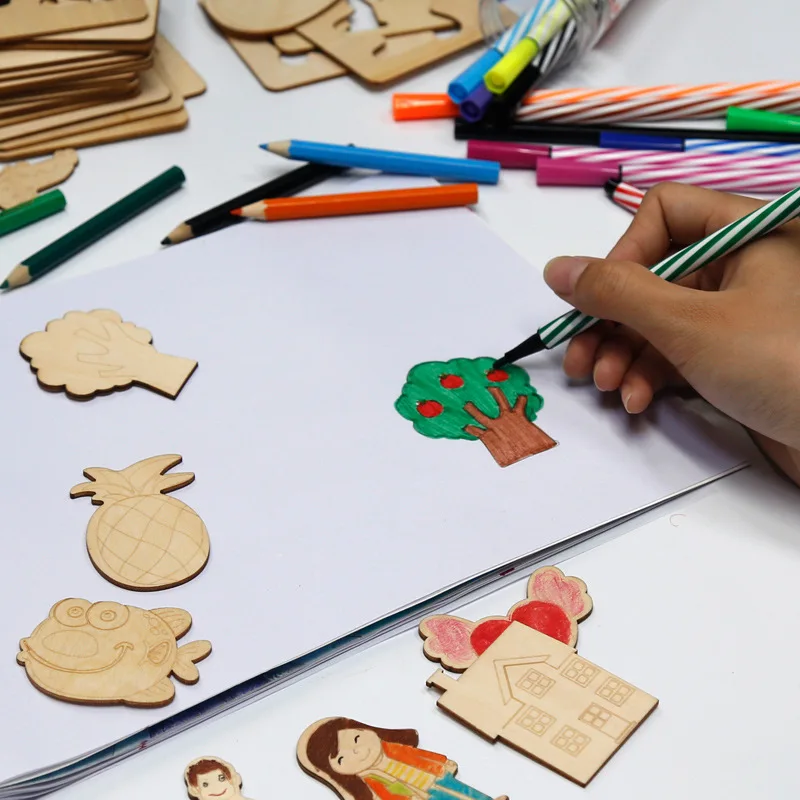 Kids Drawing Toy Children's Educational Toys 3-5-7 Years Old Painting Set Wood Jigsaw Puzzle Panel To Draw Graffiti Paint | Игрушки и