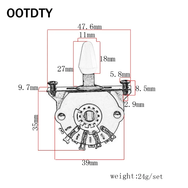 

OOTDTY 5-Way Lever Switch Selector for ST FD Electric Guitar Replacement Parts