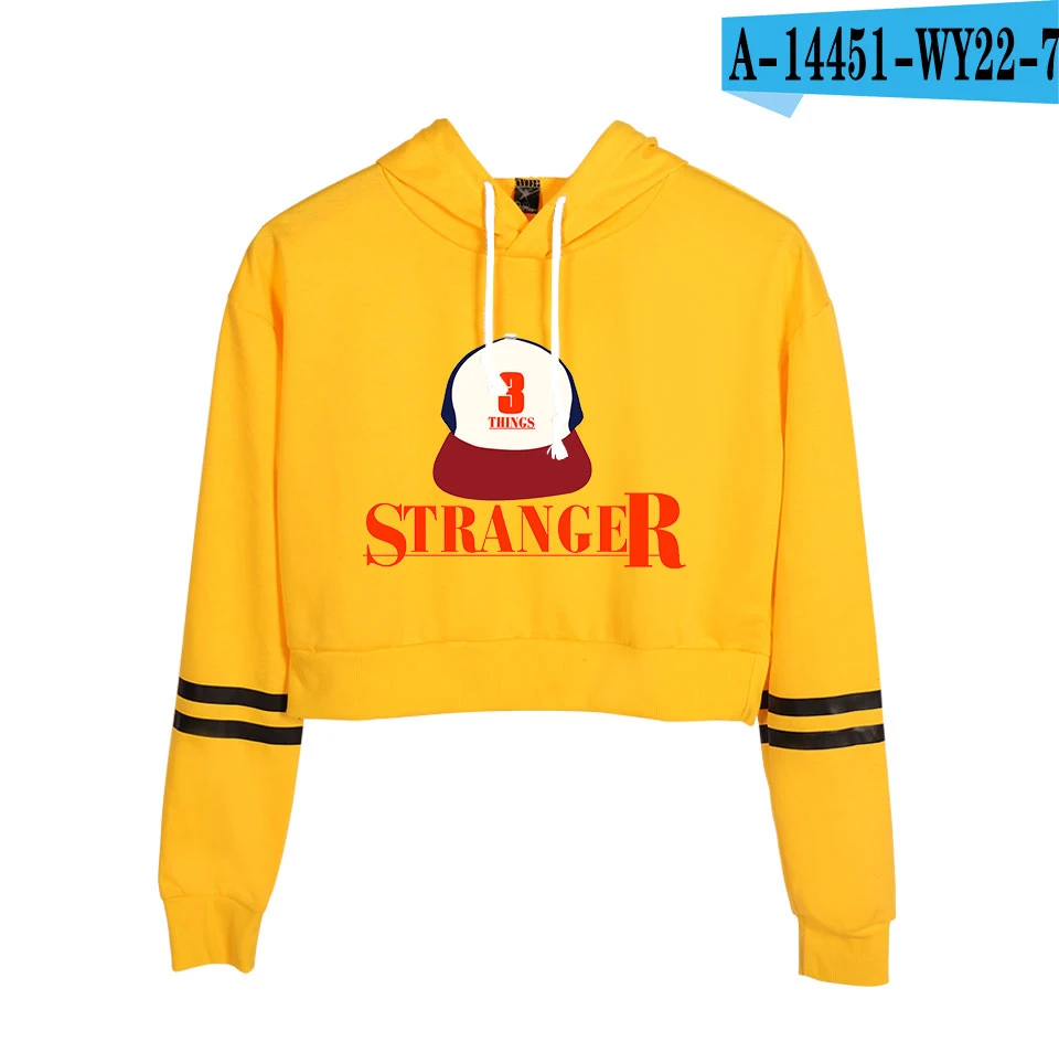 yellow Новые вещи модные с длинным рукавом укороченные толстовки женские с капюшоном пуловеры кроп Топы Новое поступление, горячая Распродажа уличная одежда - Цвет: yellow