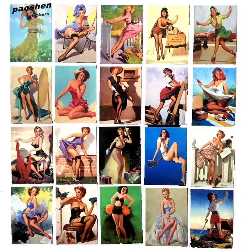 100 шт. водонепроницаемые Стикеры для девочек в стиле ретро ПВХ стикеры ноутбука