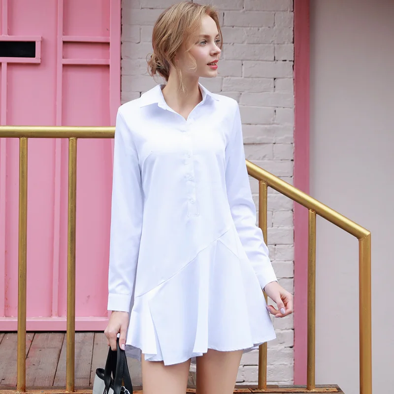 Quintina Новая Мода Женщины Платье с отложным Воротником Мини Vestidos Офисная Одежда