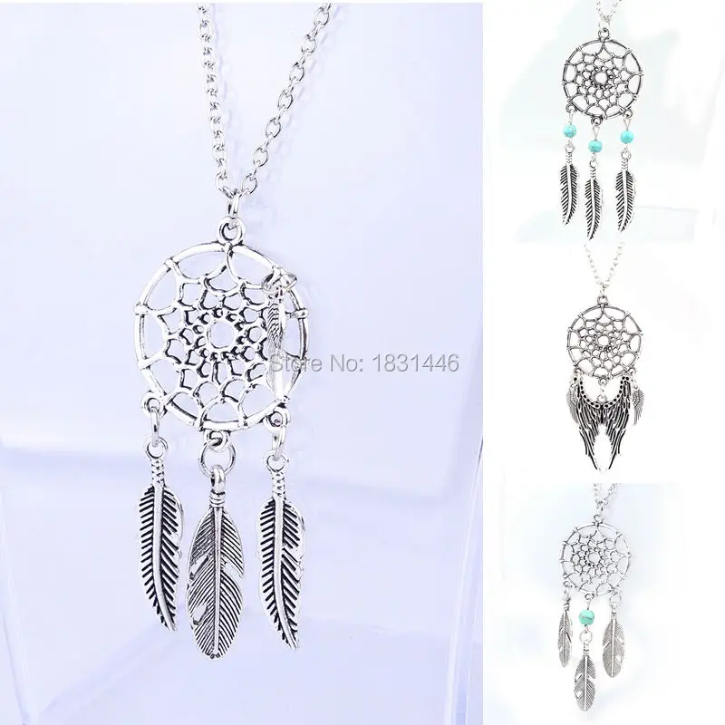 3 шт./лот оптовая продажа ожерелье Ловца снов роскошное богемное с синими камнями