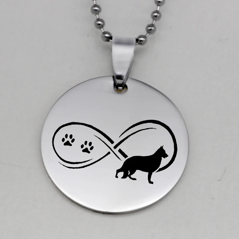 Stainless Steel Infinity Paw Print Pendant Necklace Fashion German Shepherd Dog Jewelry Gift for Women Drop Shipping YLQ6166 | Украшения и