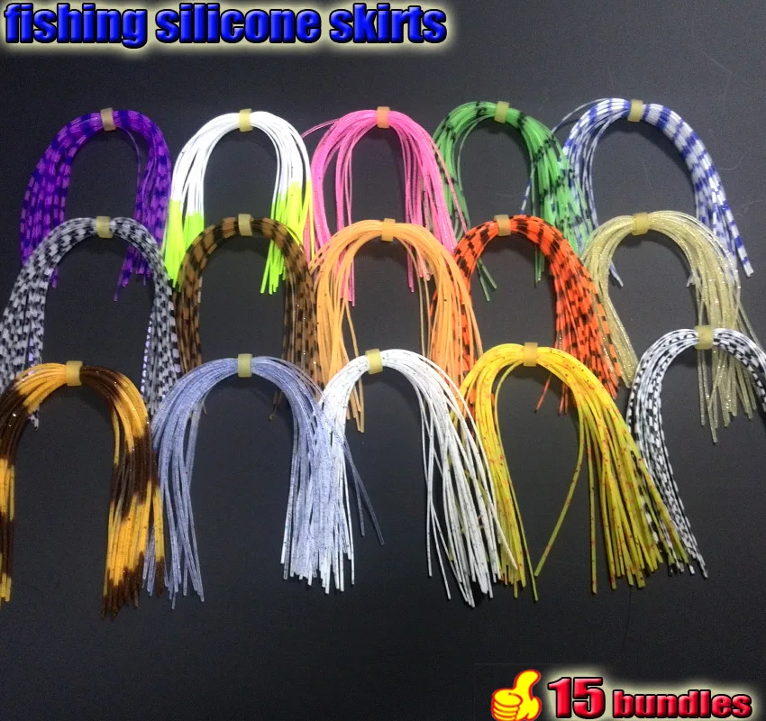 2017 Рыбалка силиконовый юбки tab полоски Итого 15 пряди/лот длина 13 см приманки