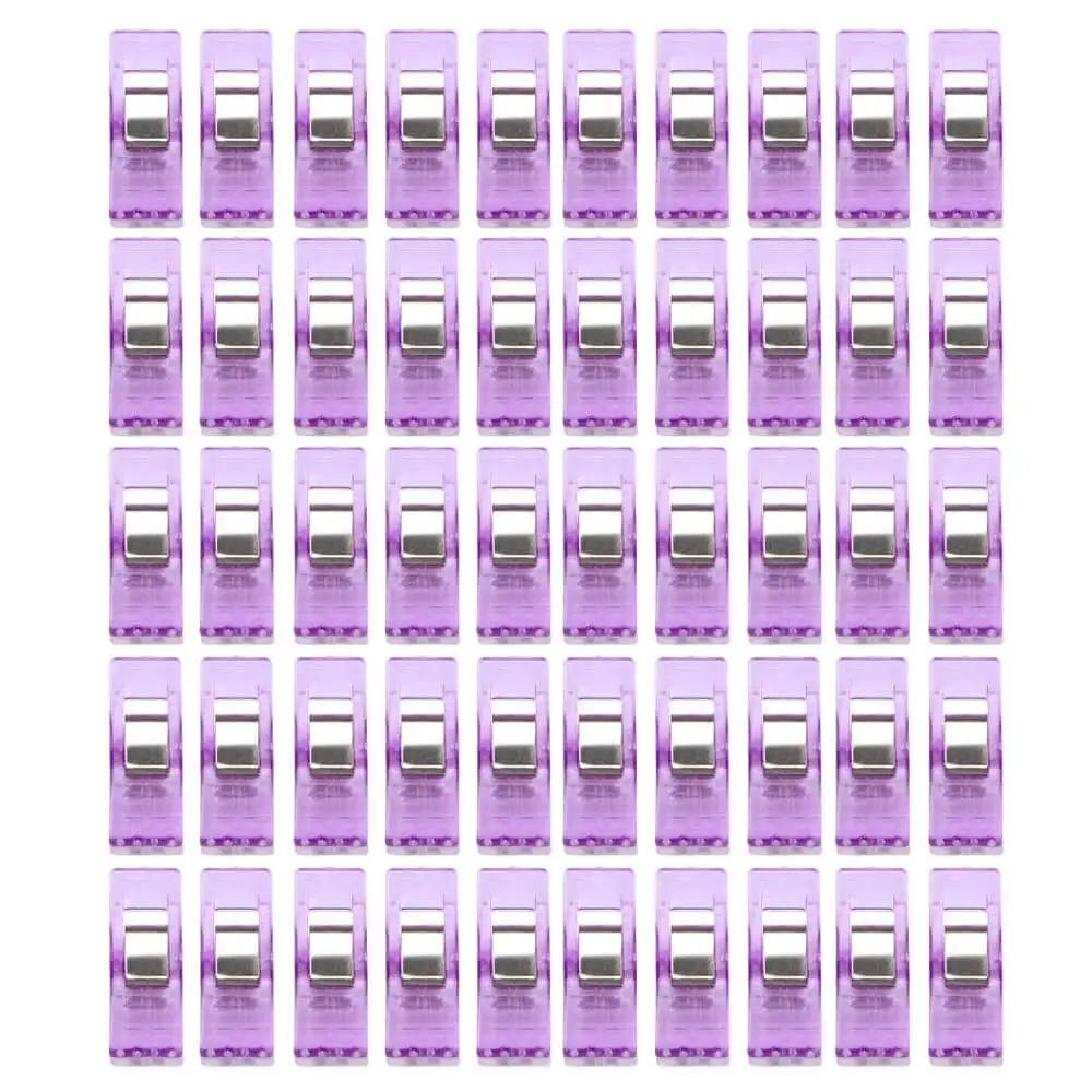 purple Горячие Швейные машины инструменты 50 шт прозрачное шитье ремесло одеяло связывание пластиковые зажимы упаковка швейные принадлежности L* 5 - Цвет: purple